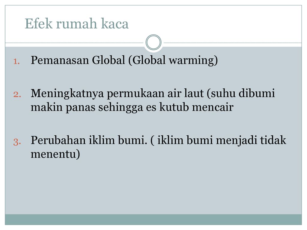 Efek rumah kaca Pemanasan Global (Global warming)