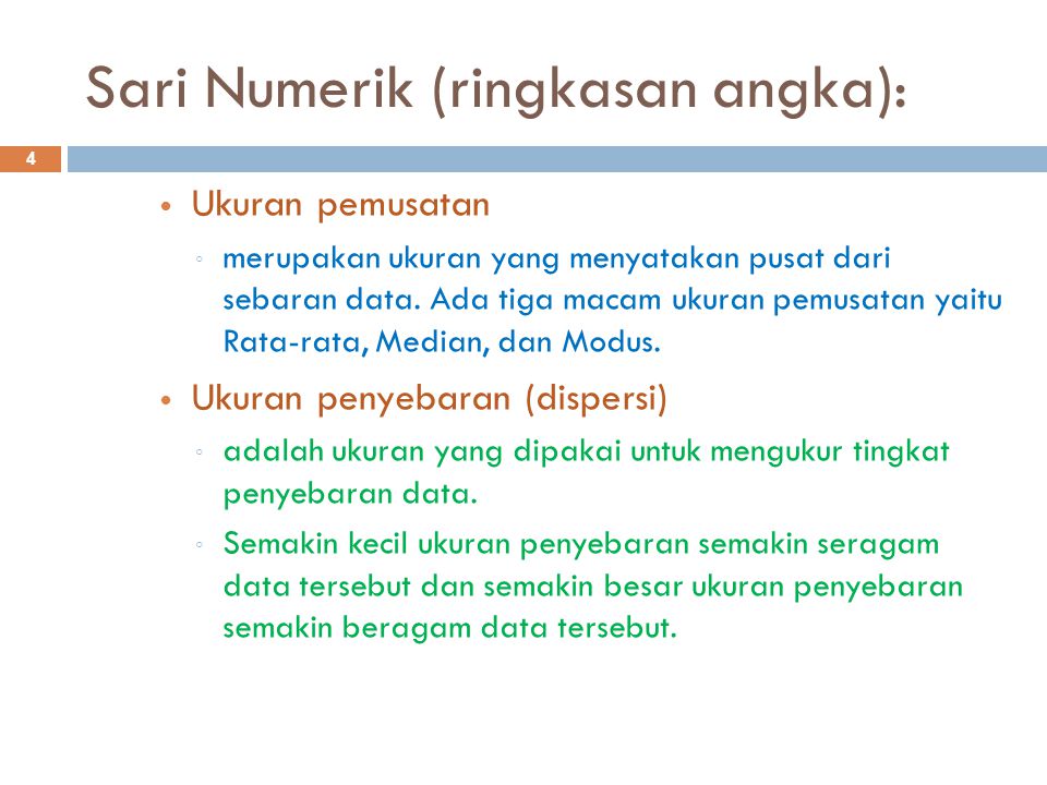 Sari Numerik (ringkasan angka):