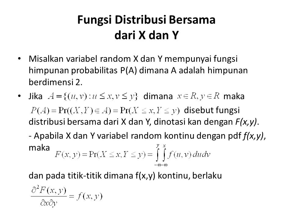 Fungsi Distribusi Bersama dari X dan Y