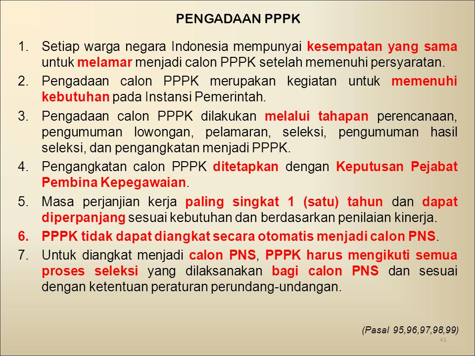 PPPK tidak dapat diangkat secara otomatis menjadi calon PNS.