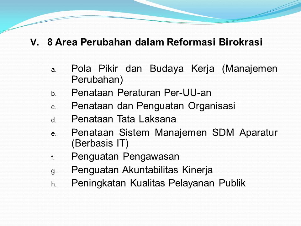 8 Area Perubahan dalam Reformasi Birokrasi