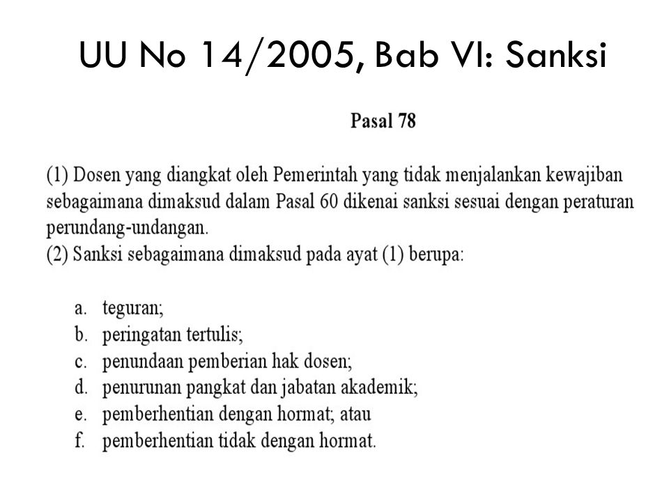 UU No 14/2005, Bab VI: Sanksi