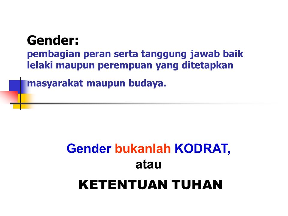 Gender bukanlah KODRAT,