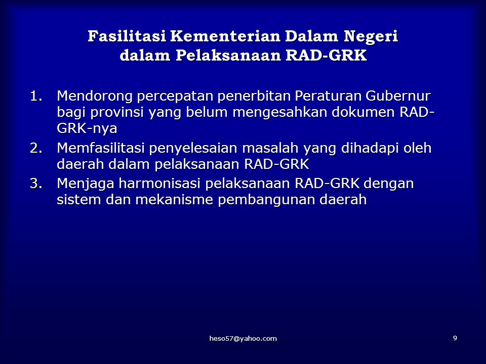 Fasilitasi Kementerian Dalam Negeri dalam Pelaksanaan RAD-GRK