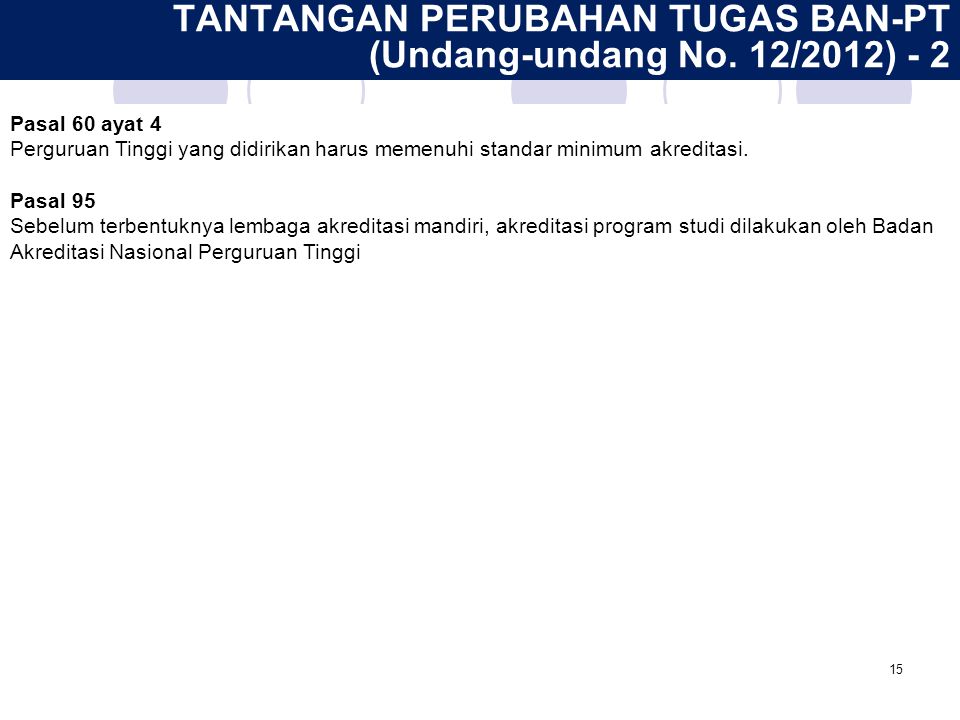TANTANGAN PERUBAHAN TUGAS BAN-PT (Undang-undang No. 12/2012) - 2