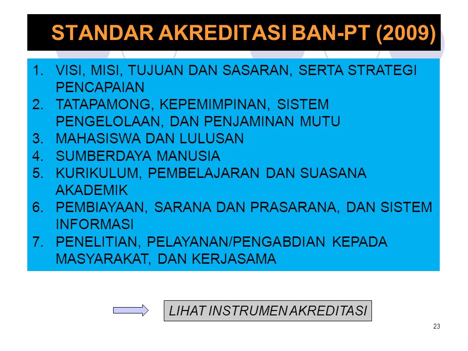STANDAR AKREDITASI BAN-PT (2009)