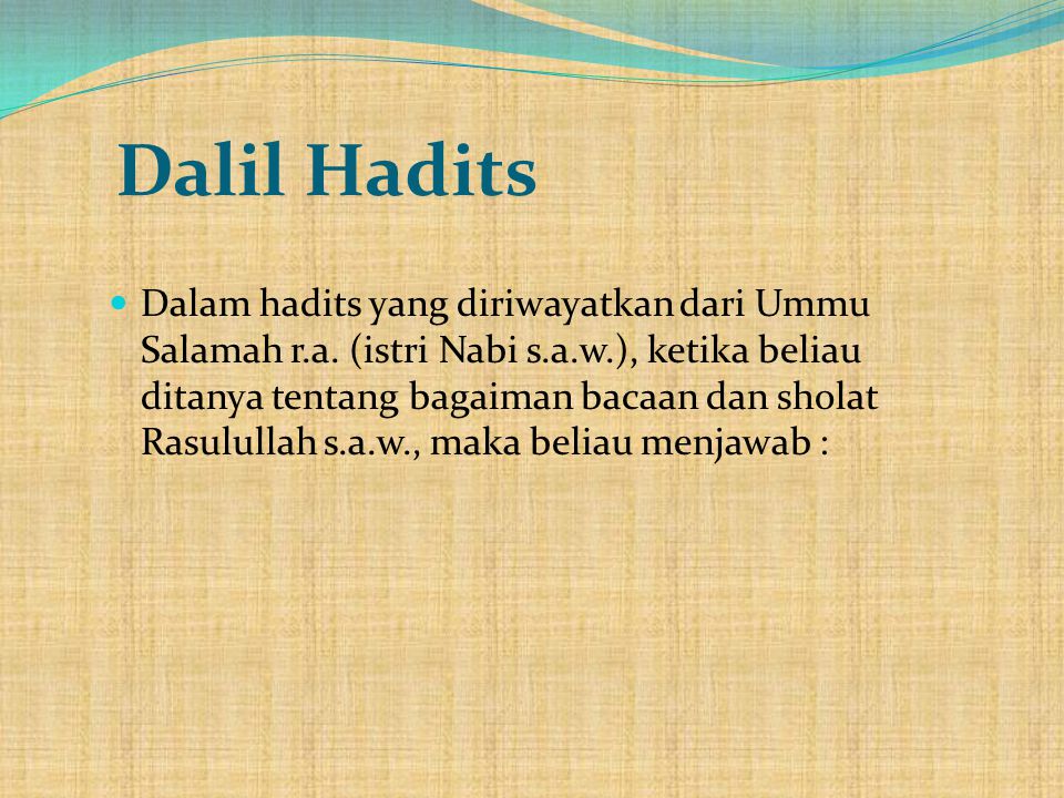 Dalil Hadits