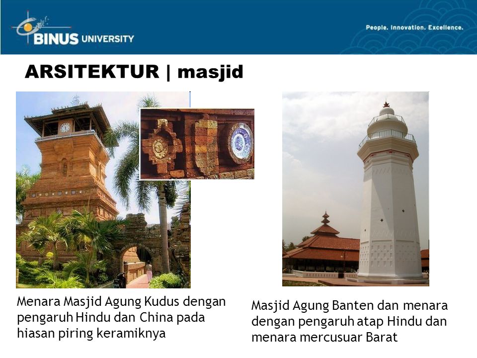 ARSITEKTUR | masjid Menara Masjid Agung Kudus dengan pengaruh Hindu dan China pada hiasan piring keramiknya.