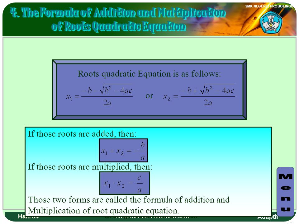 4. The Formula of Addition and Multiplication