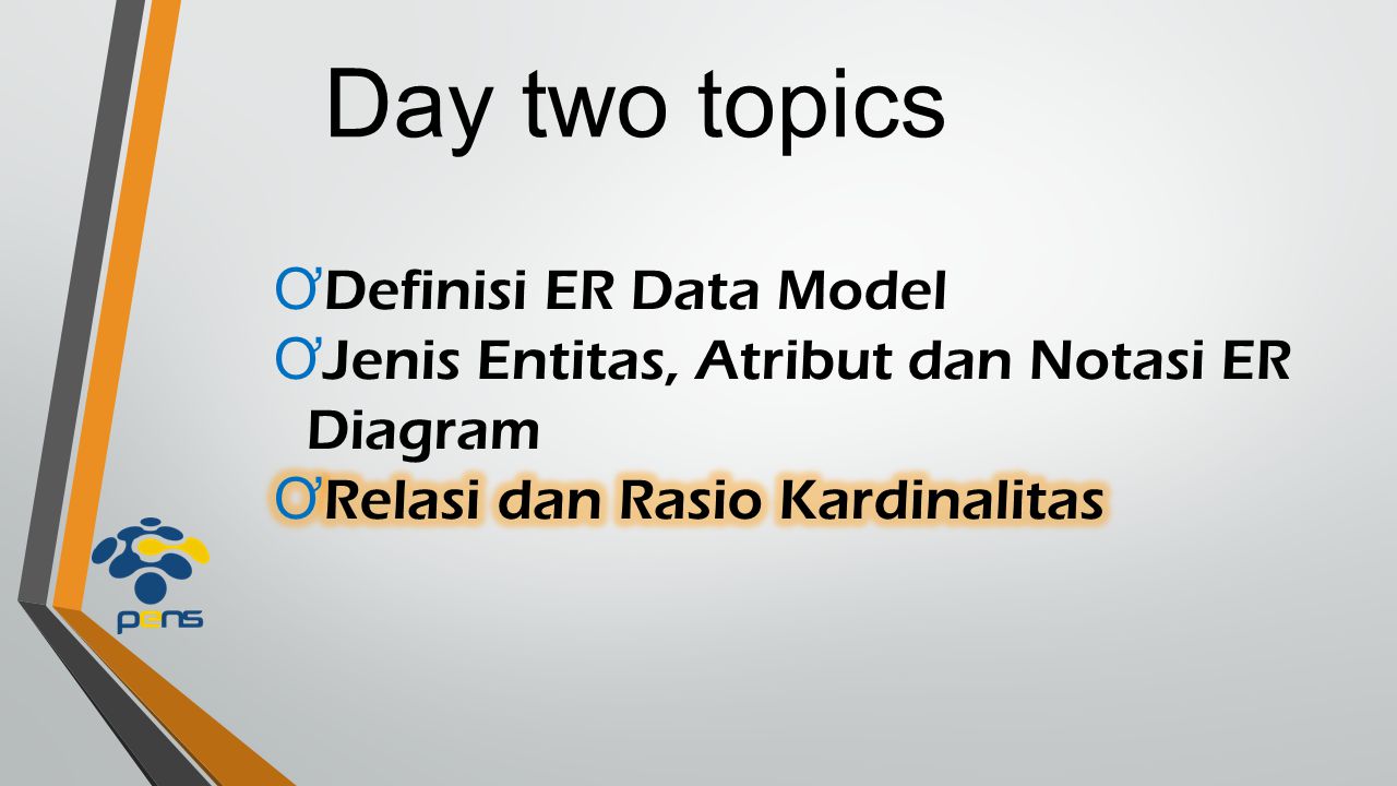 Day two topics Definisi ER Data Model