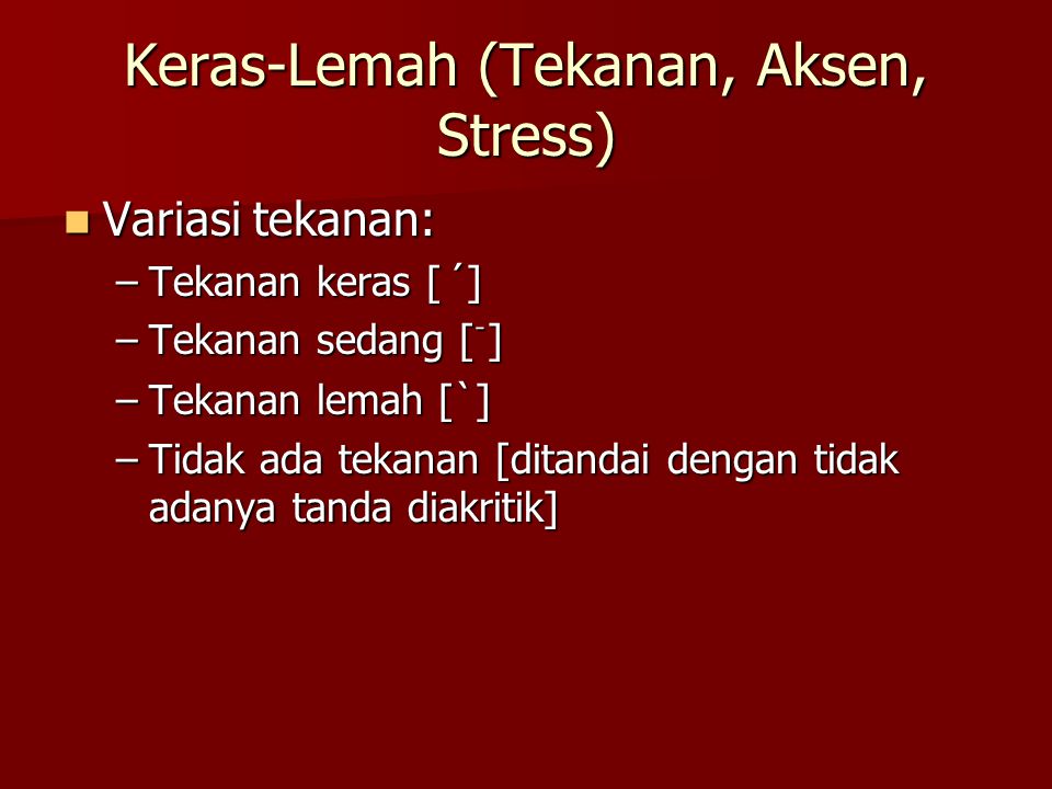 Keras-Lemah (Tekanan, Aksen, Stress)