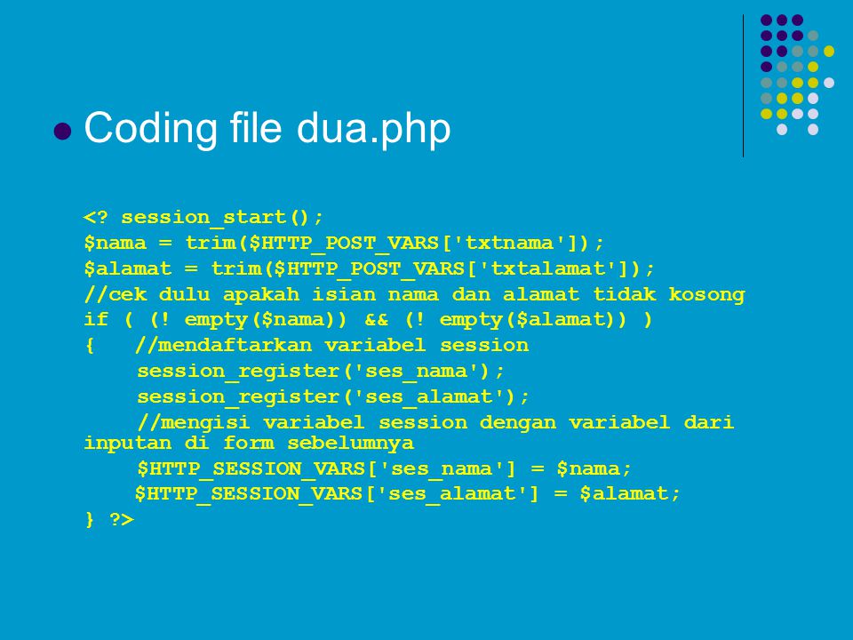 Coding file dua.php < session_start();