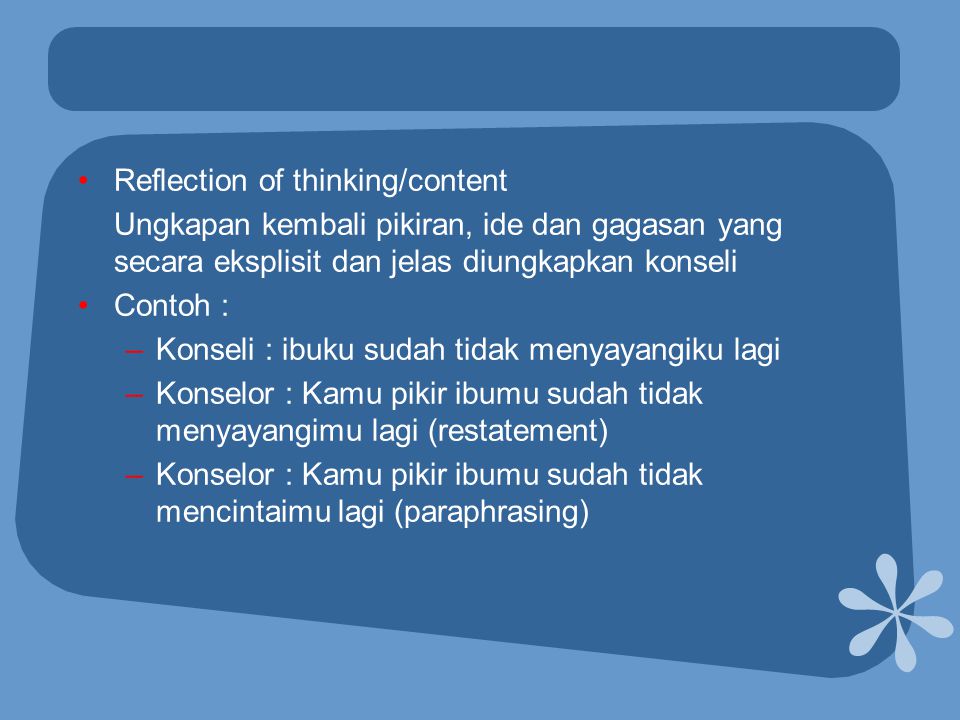 Reflection of thinking/content