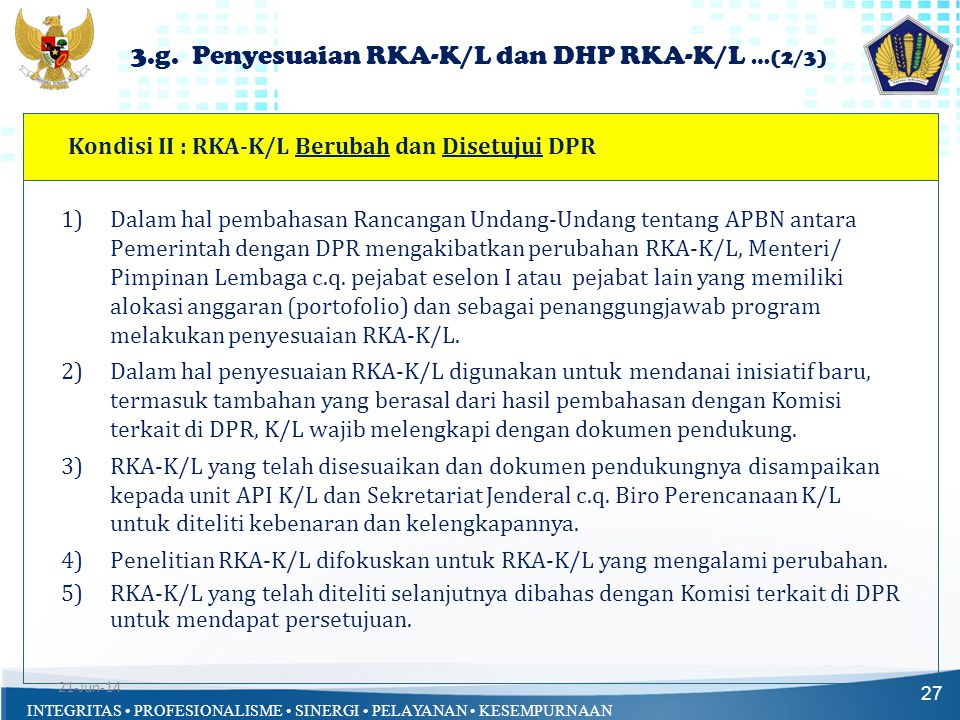 3.g. Penyesuaian RKA-K/L dan DHP RKA-K/L …(2/3)