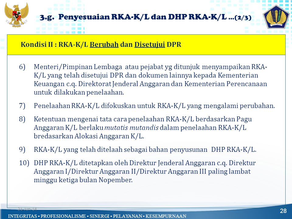 3.g. Penyesuaian RKA-K/L dan DHP RKA-K/L …(2/3)