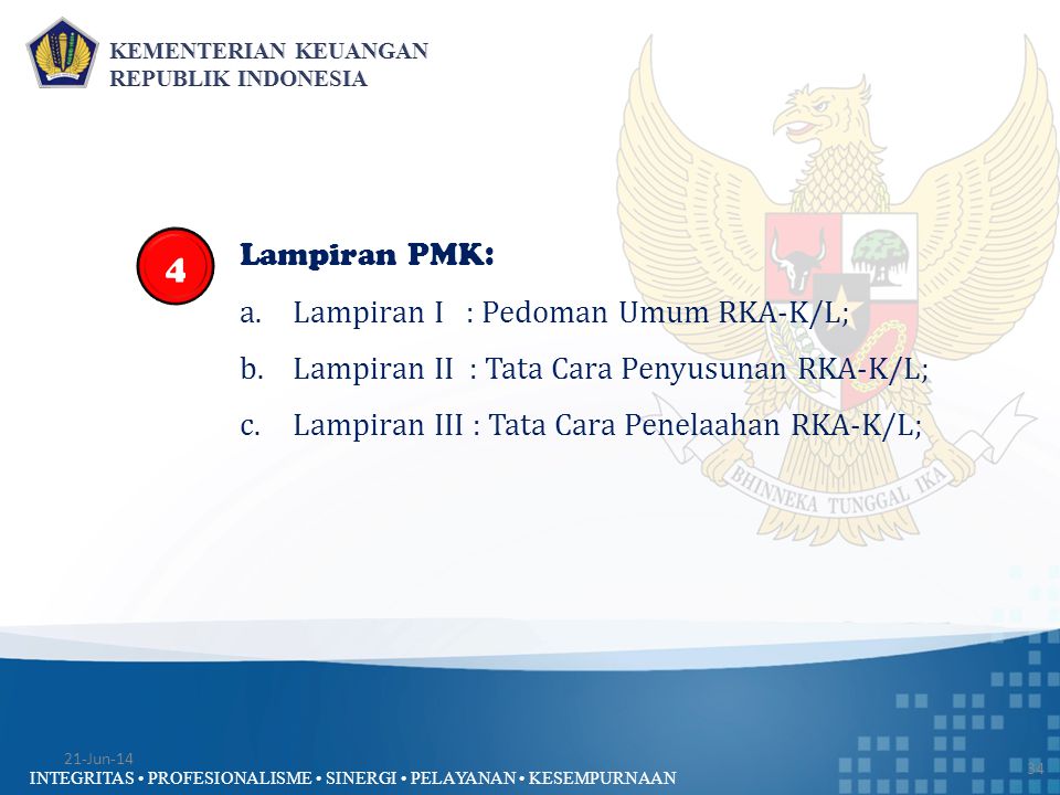 4 Lampiran PMK: Lampiran I : Pedoman Umum RKA-K/L;