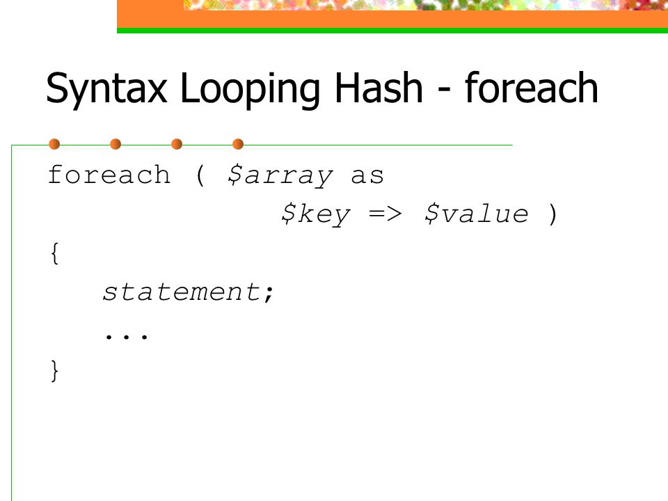 Syntax Looping Hash - foreach
