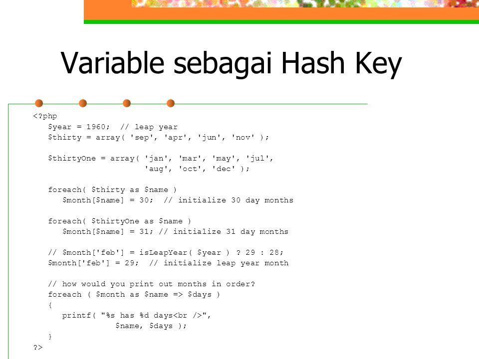 Variable sebagai Hash Key