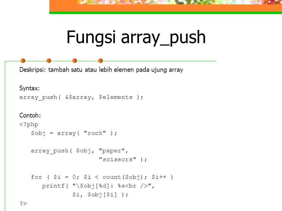 Fungsi array_push