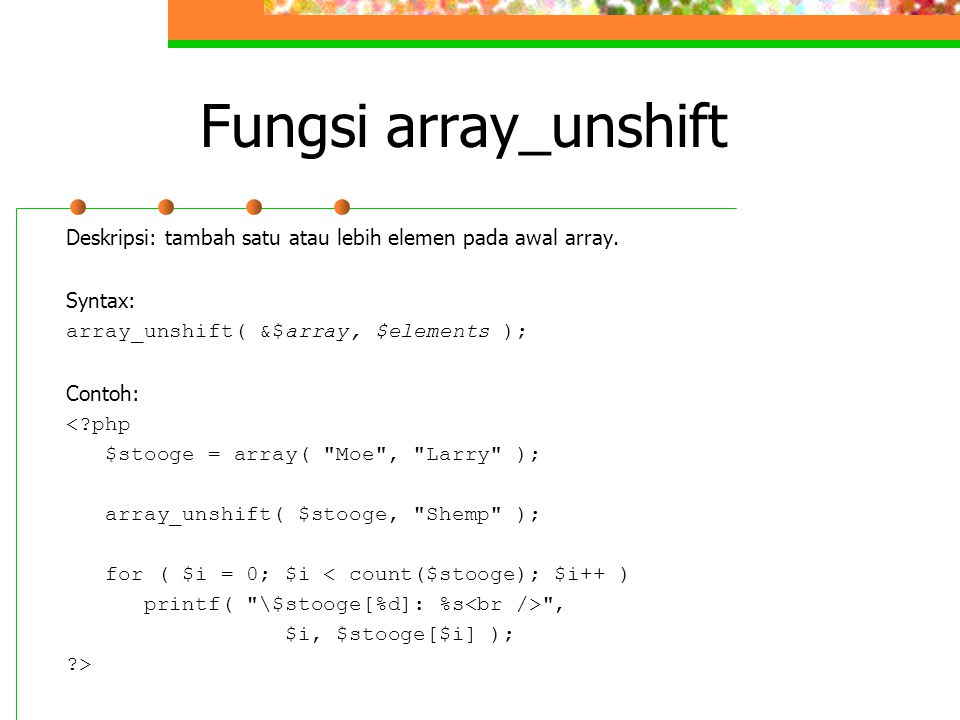 Fungsi array_unshift