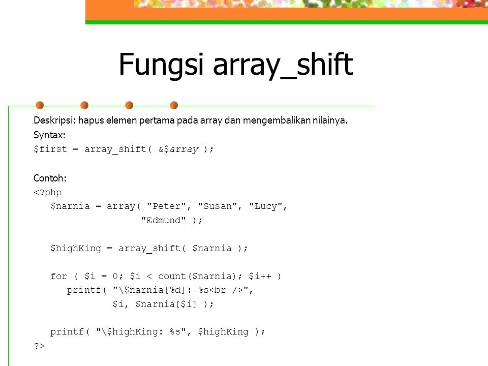 Fungsi array_shift