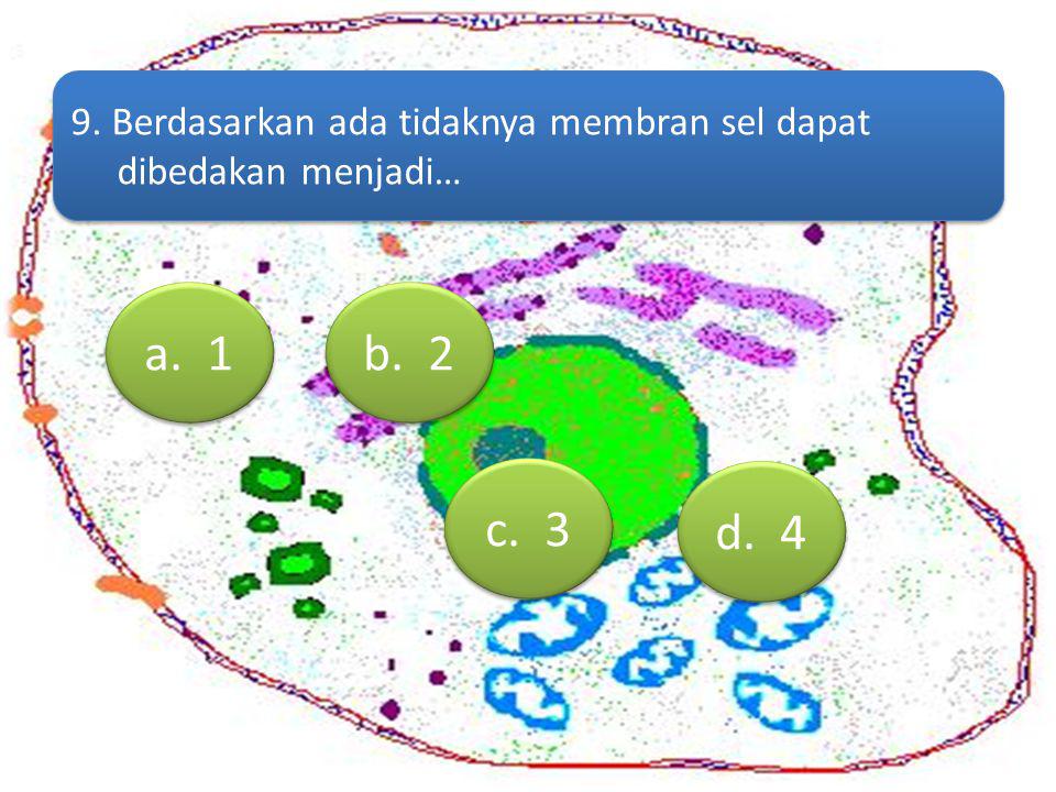 a. 1 b. 2 c. 3 d Berdasarkan ada tidaknya membran sel dapat
