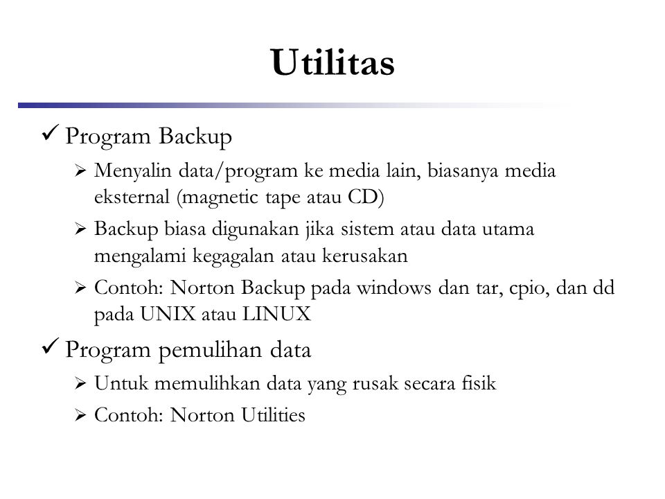 Utilitas Program Backup Program pemulihan data