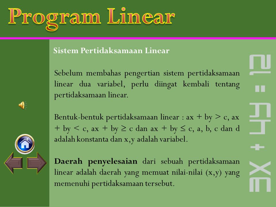 Program Linear Sistem Pertidaksamaan Linear