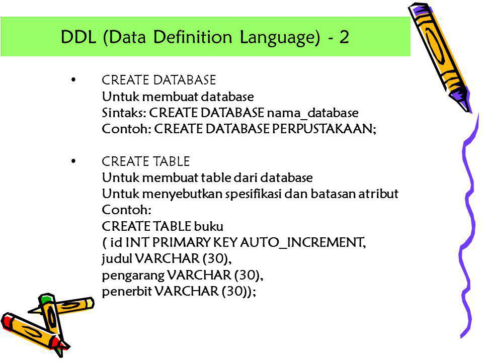 DDL (Data Definition Language) - 2