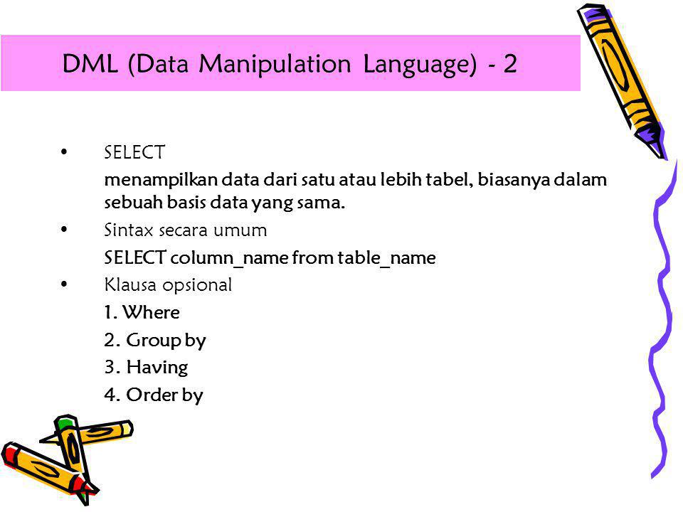 DML (Data Manipulation Language) - 2