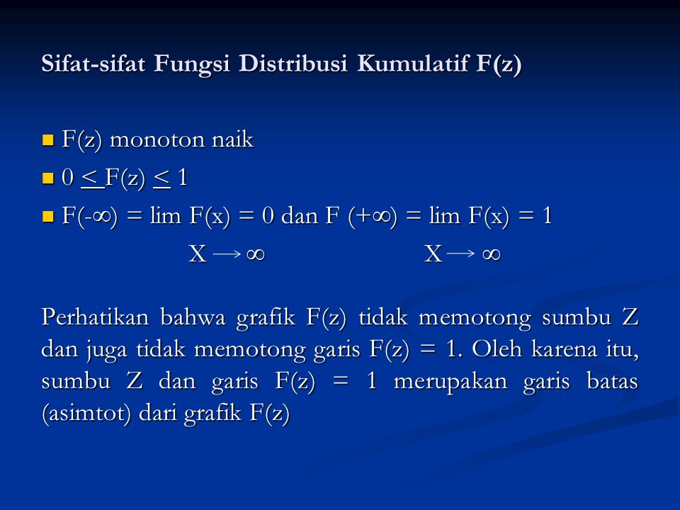 Sifat-sifat Fungsi Distribusi Kumulatif F(z)