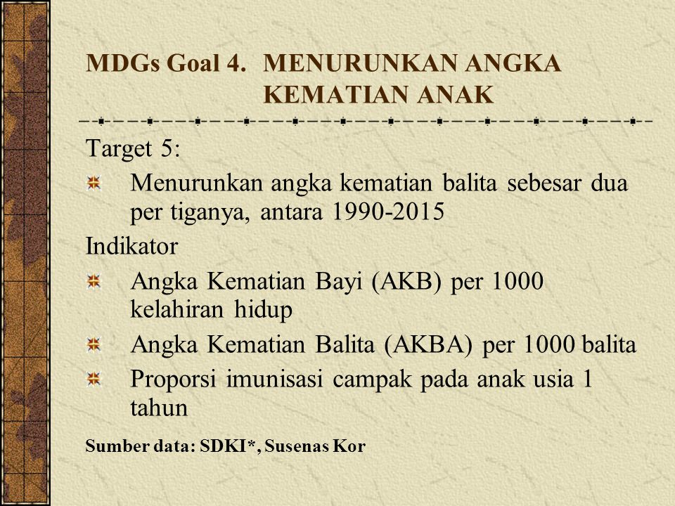 MDGs Goal 4. MENURUNKAN ANGKA KEMATIAN ANAK
