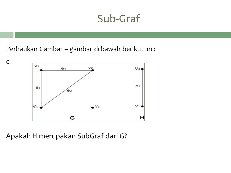 Sub-Graf Apakah H merupakan SubGraf dari G