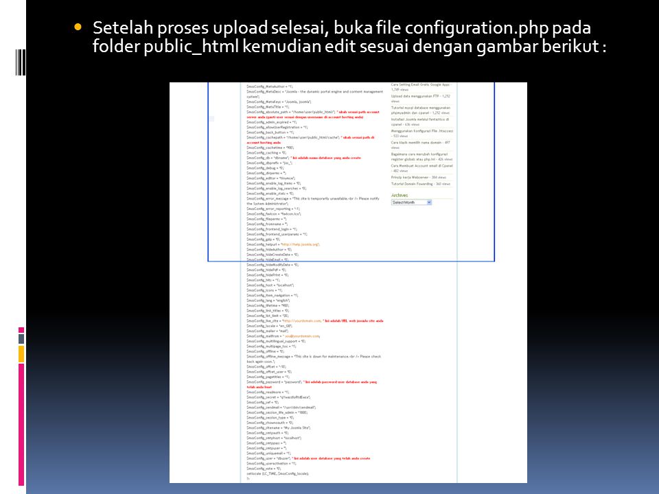 Setelah proses upload selesai, buka file configuration