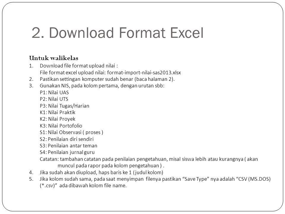 2. Download Format Excel Untuk walikelas