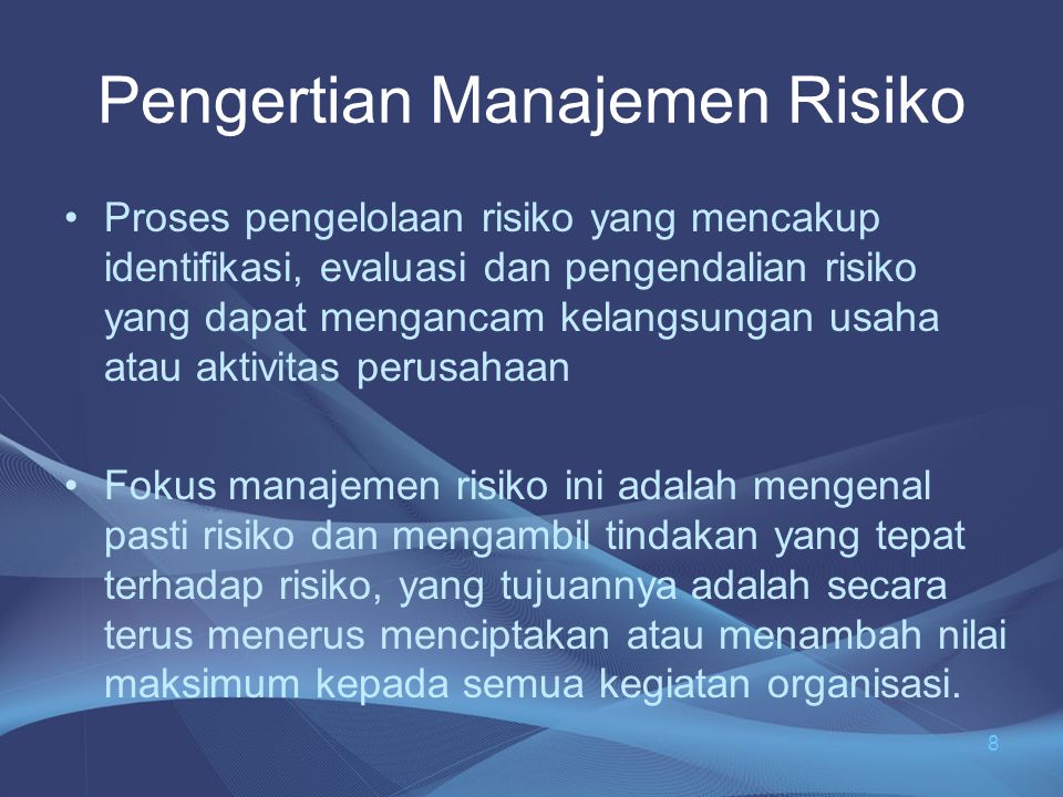 Pengertian Manajemen Risiko