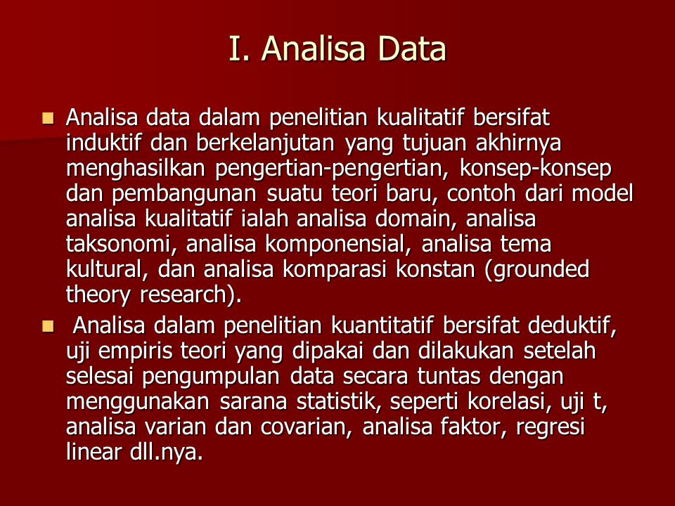 I. Analisa Data