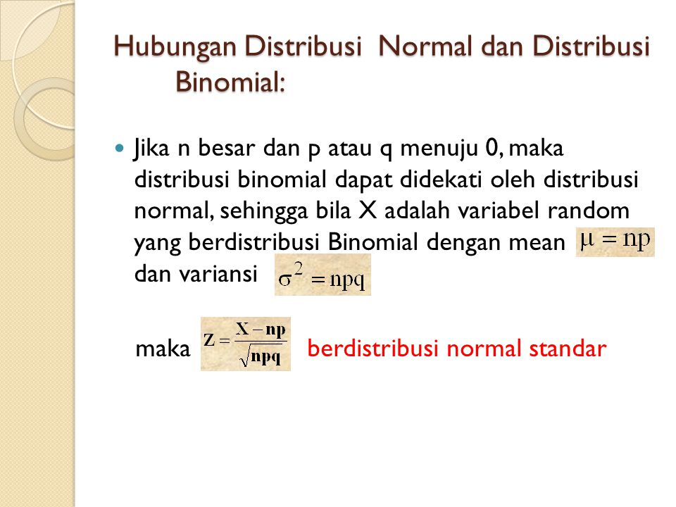 Hubungan Distribusi Normal dan Distribusi Binomial: