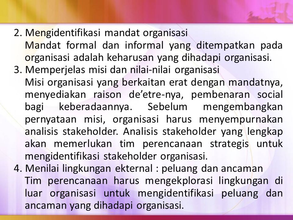 2. Mengidentifikasi mandat organisasi