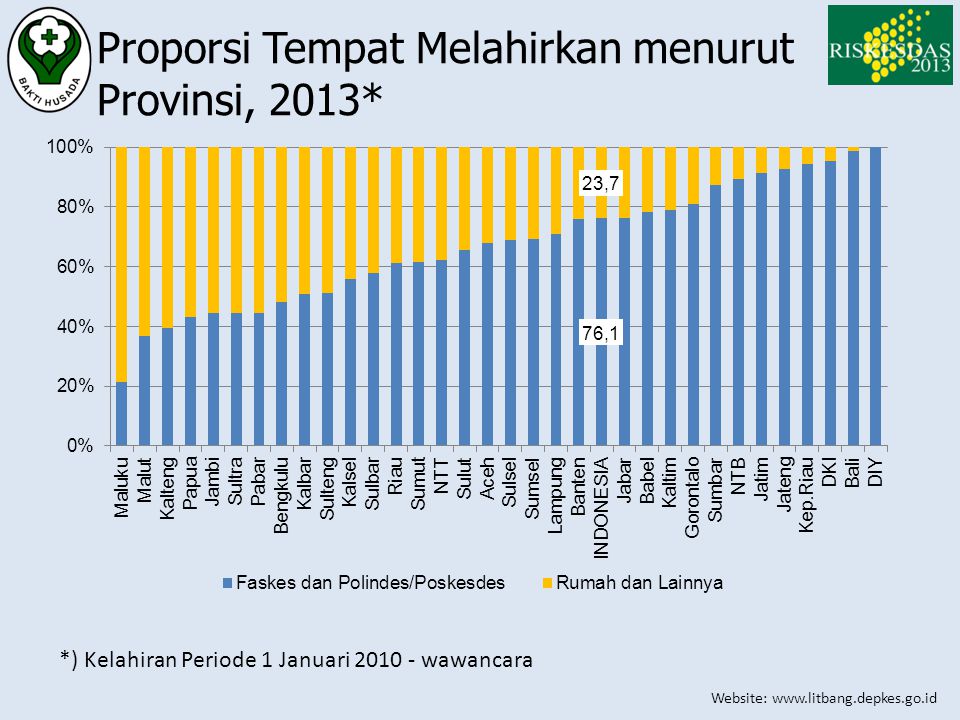 Proporsi Tempat Melahirkan menurut Provinsi, 2013*