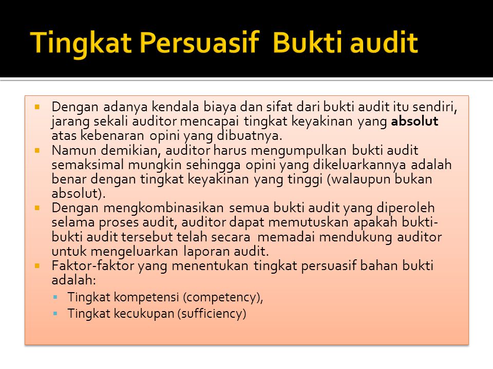 Bukti Audit Prosedur Audit Dan Temuan Audit Ppt Download