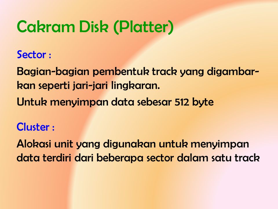 Cakram Disk (Platter) Sector :