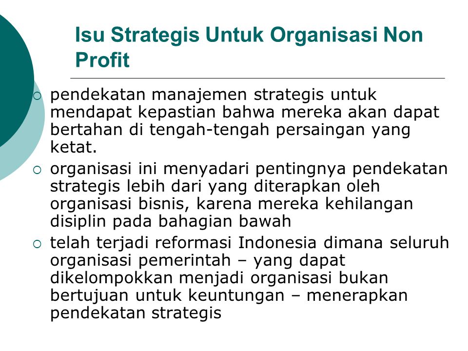 Isu Strategis Untuk Organisasi Non Profit