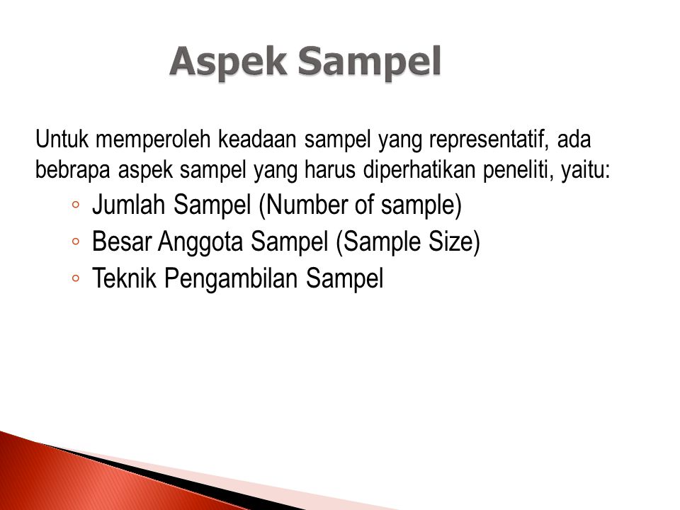 Aspek Sampel Jumlah Sampel (Number of sample)