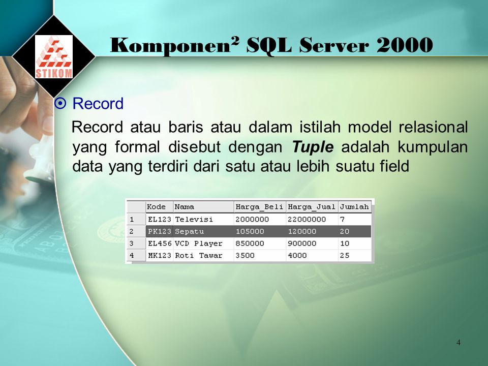 Komponen2 SQL Server 2000 Record