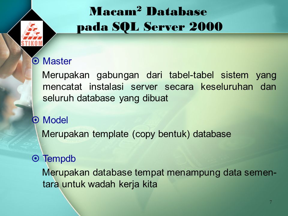 Macam2 Database pada SQL Server 2000