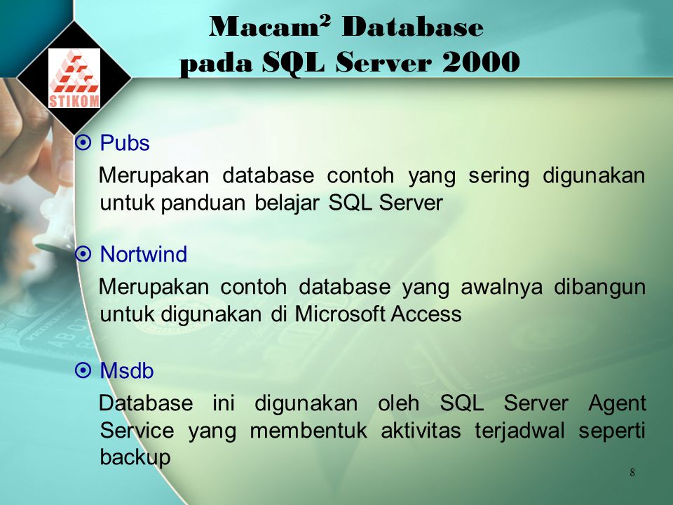 Macam2 Database pada SQL Server 2000