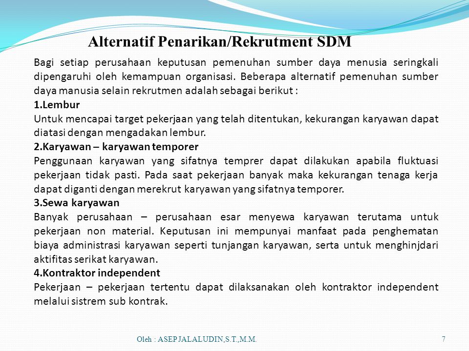 Alternatif Penarikan/Rekrutment SDM