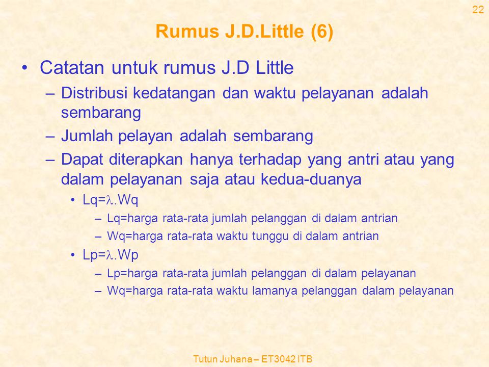 Catatan untuk rumus J.D Little