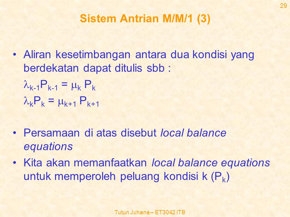 Persamaan di atas disebut local balance equations